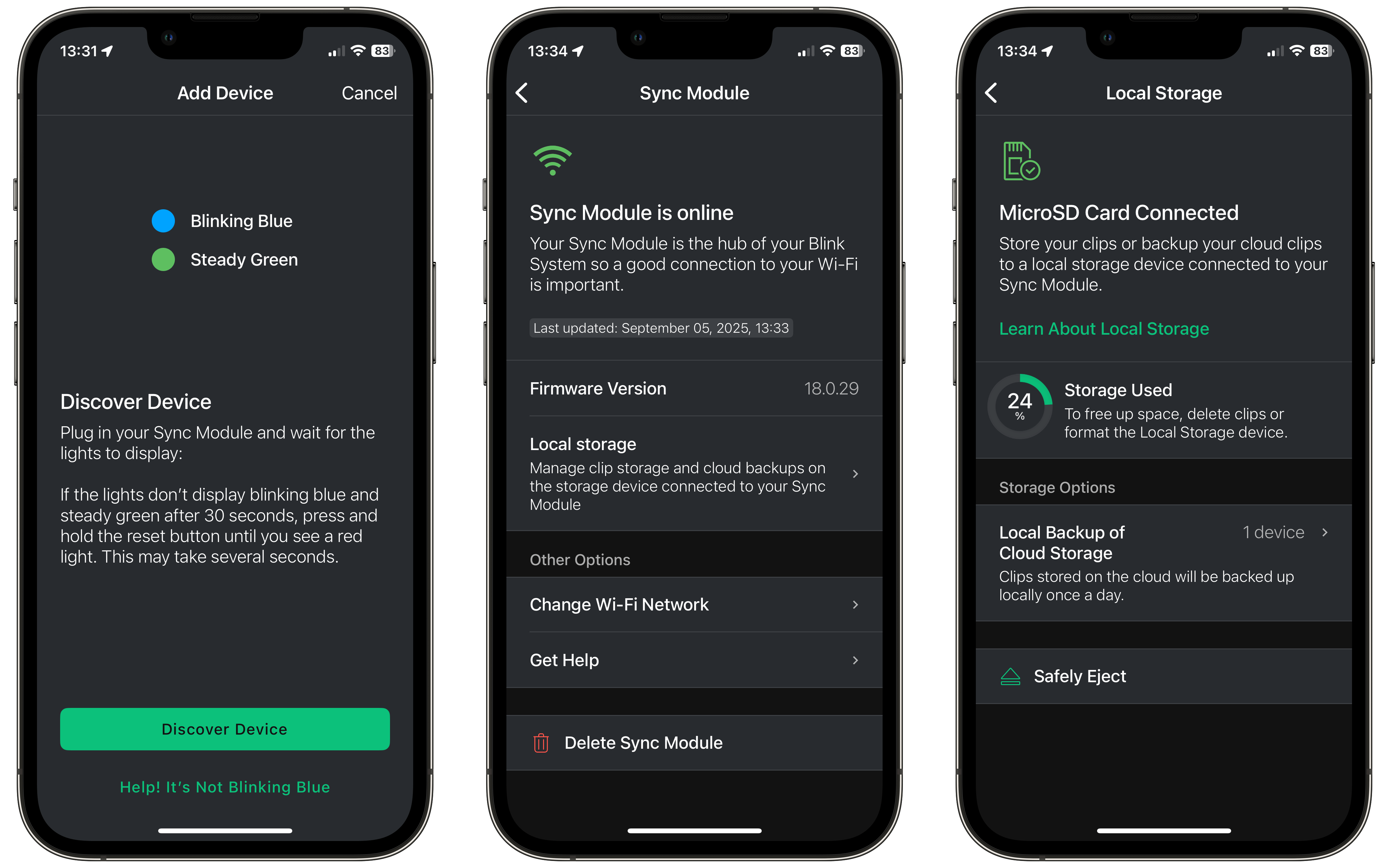 Blink App for Sync Module XR