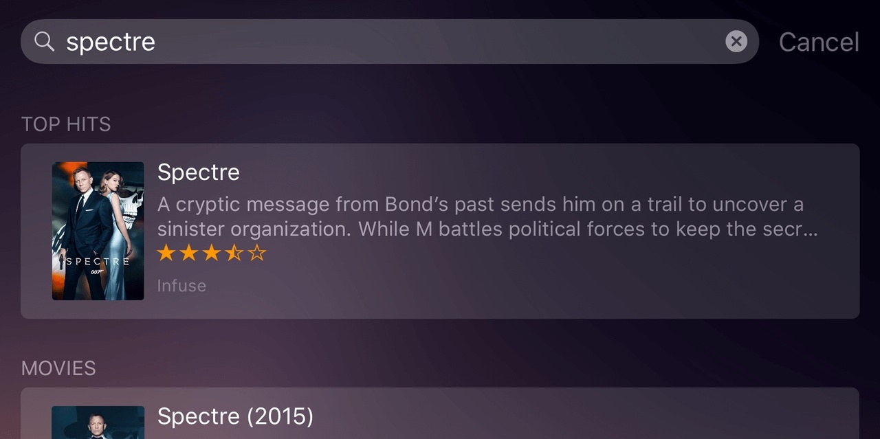 Infuse 4.2 Spotlight Search