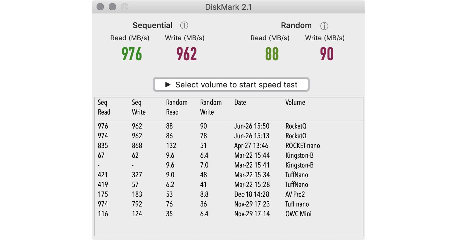 DiskMark on Sabrent Tool-Free Enclosure